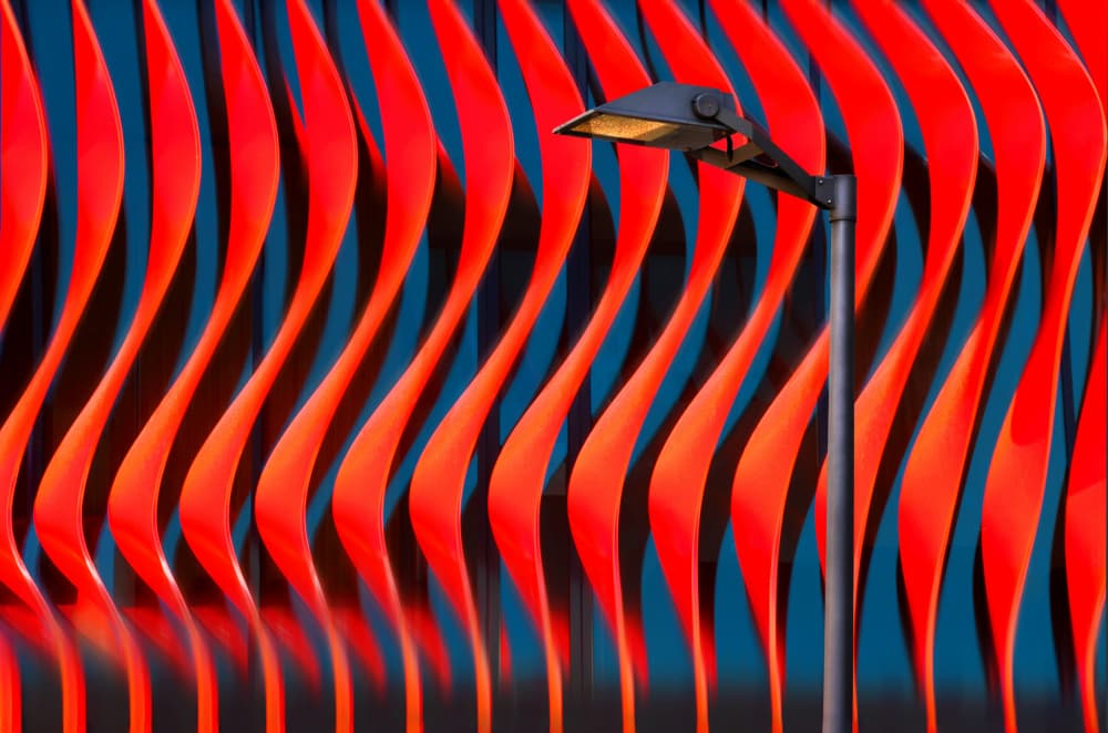 Modern Red Wave Streetlight by Hans-Wolfgang Hawerkamp — canvas wall art