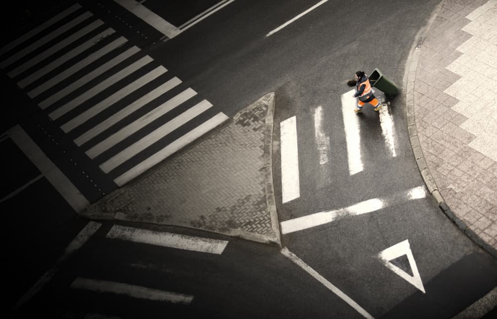 Urban Worker Crossing by Anita Palceska — canvas wall art