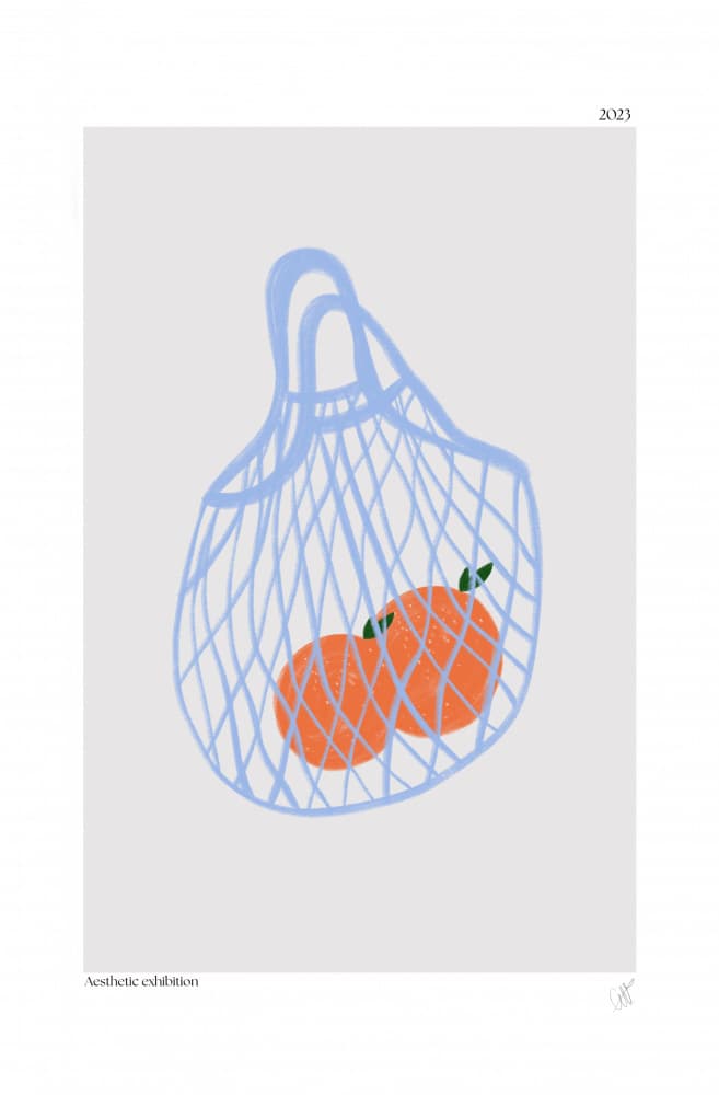 Fresh Oranges Net Bag by Anne-Marie Volfova — canvas wall art