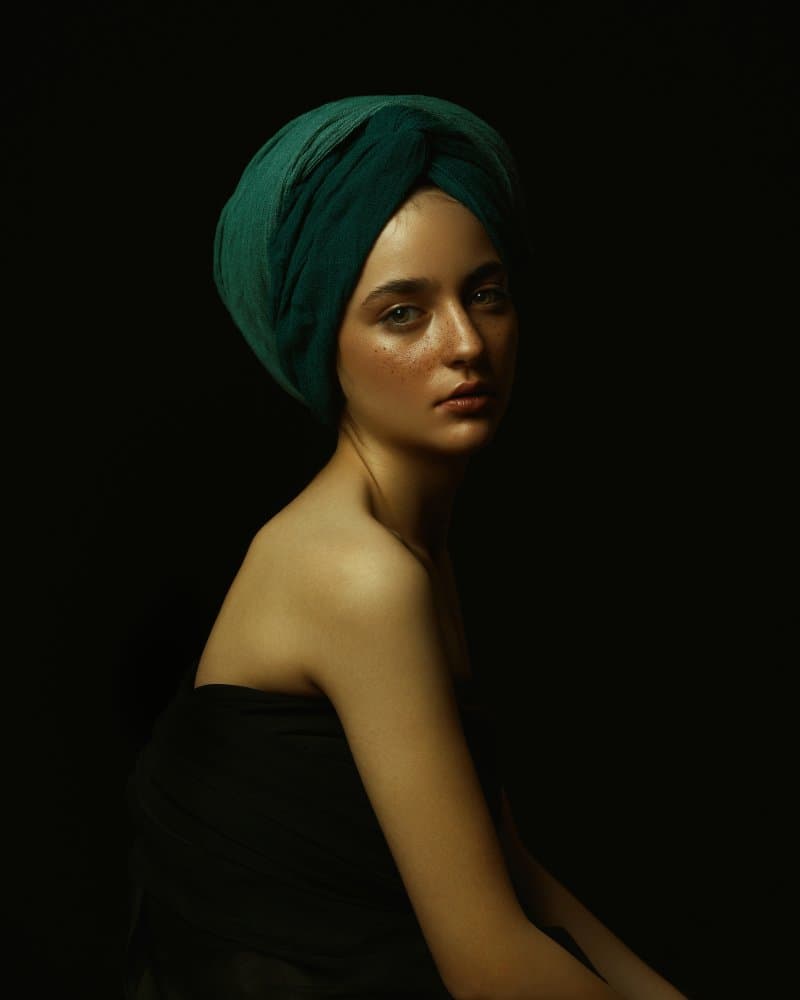 Woman In Green Turban by Ali Sahebi — canvas wall art