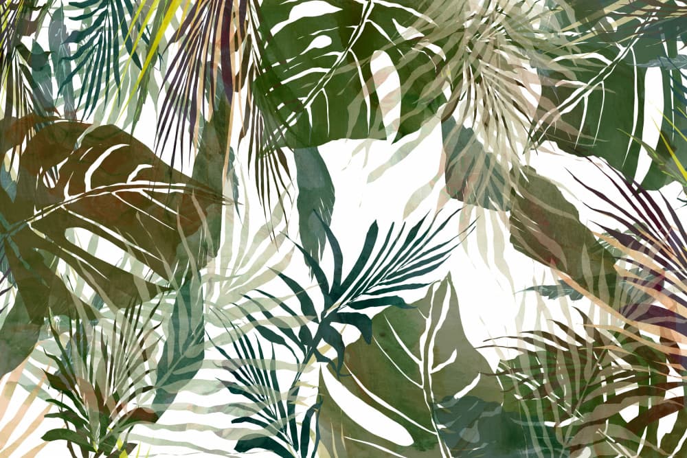 Lush Tropical Leaves by cartissi — canvas wall art