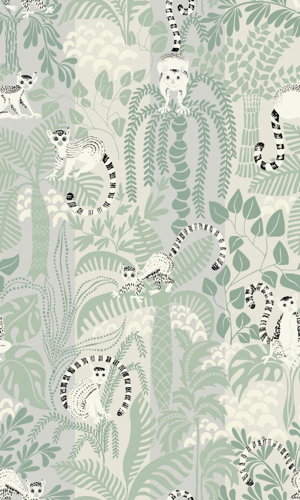Whimsical Jungle Lemurs by Annick — canvas wall art