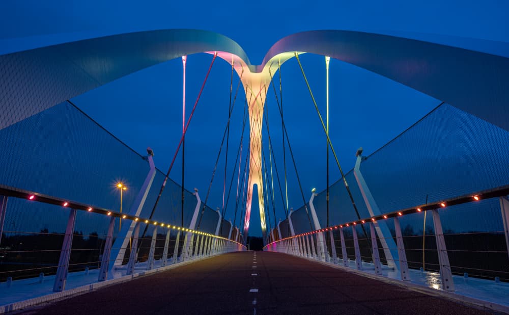 Glowing Modern Bridge by Jean Vandijck — canvas wall art