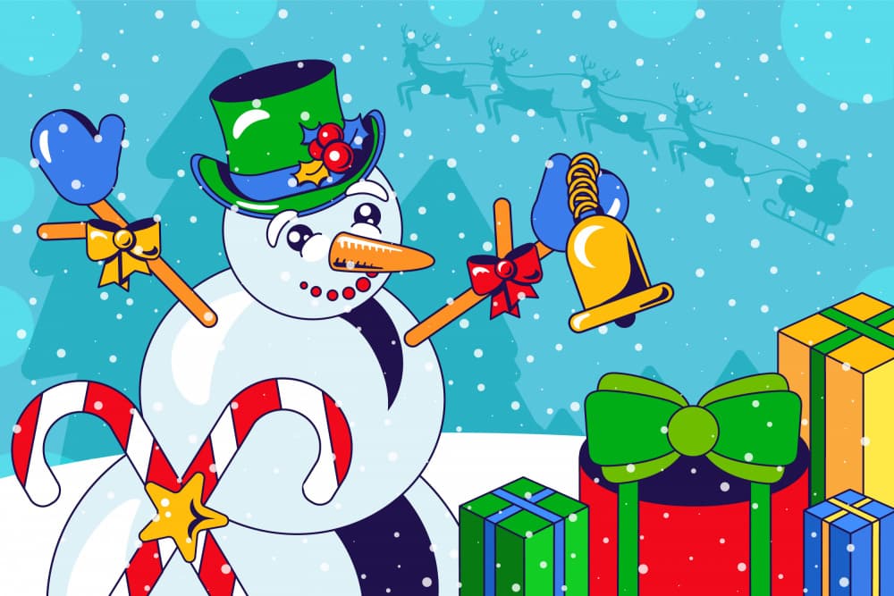 Joyful Snowman Christmas by Marika Barsrsind — canvas wall art