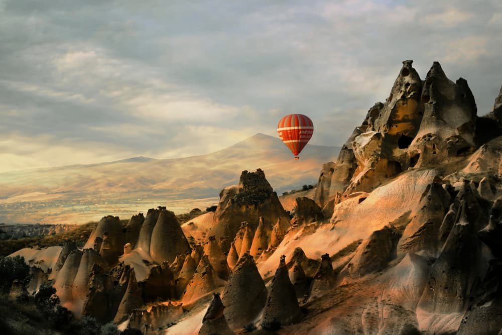 Hot Air Balloon Over Cappadocia by Emine Basa — canvas wall art