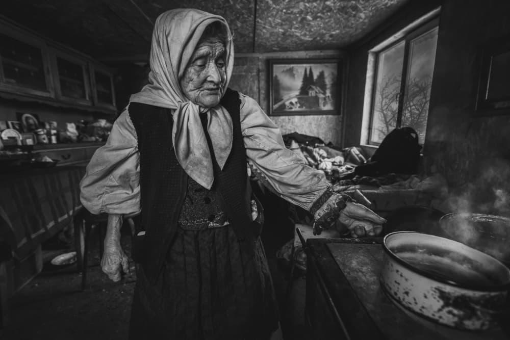 Traditional Kitchen Cooking by Grigore Roibu — canvas wall art