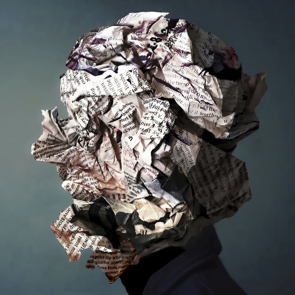 Crumpled Paper Head by Keisuke Togawa — canvas wall art