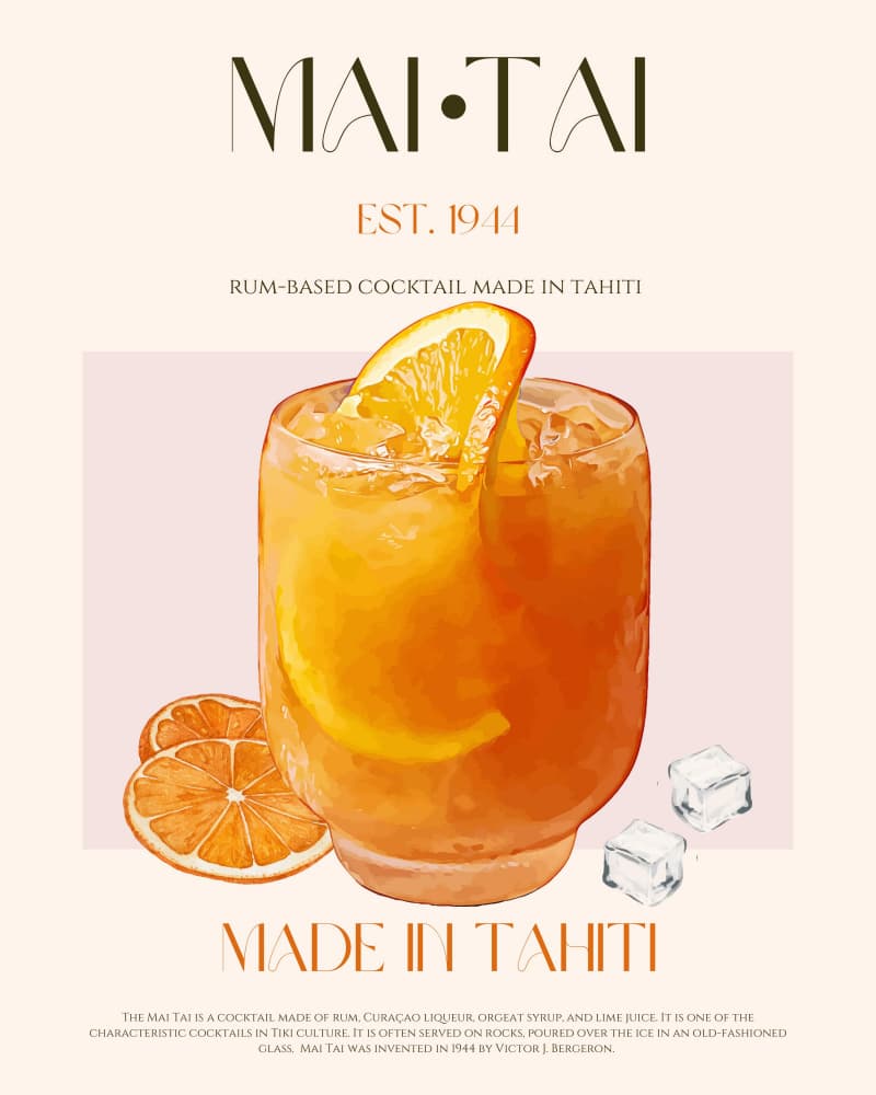 Tropical Mai Tai Cocktail by Nazma Khokhar — canvas wall art