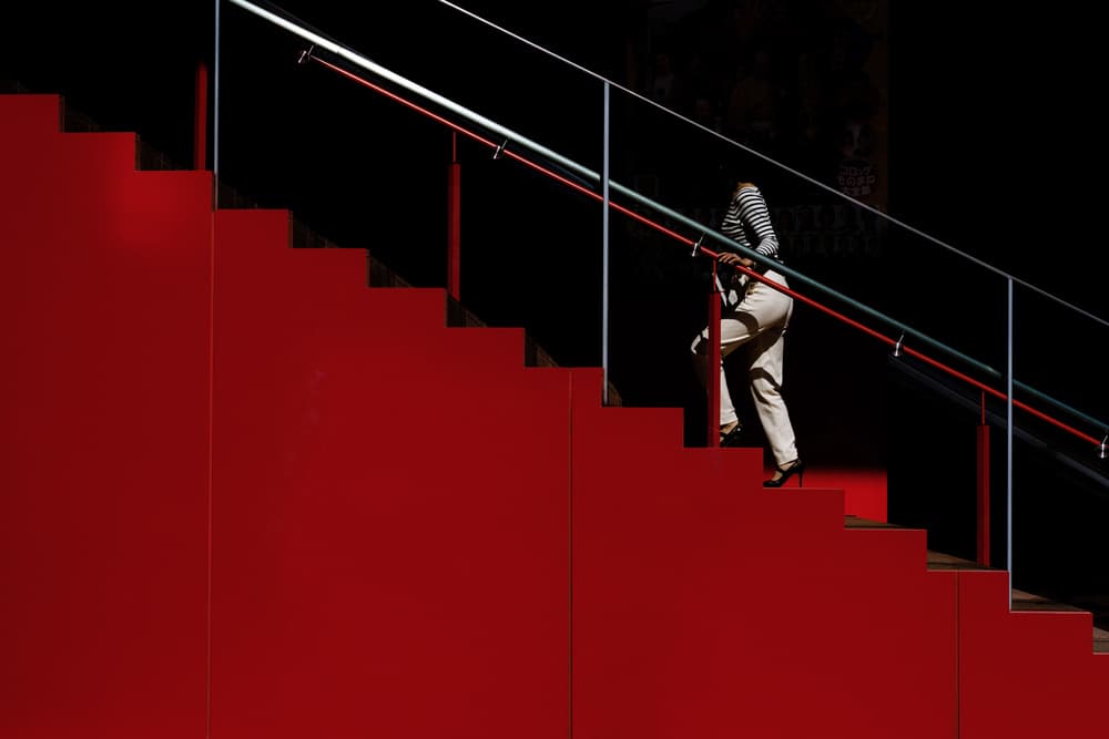 Up The Red Stairs by Tetsuya Hashimoto — canvas wall art