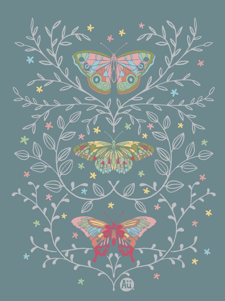 Whimsical Garden Butterflies by Aia Ueno — canvas wall art