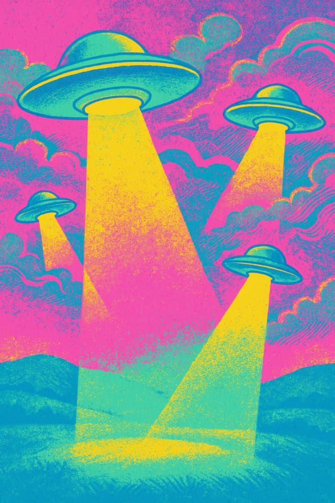 Neonufos by Treechild — canvas wall art