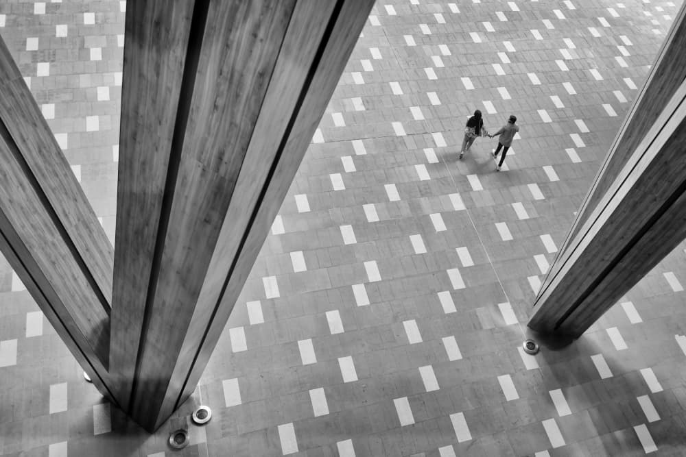 Modern Couple Walk by Kieron Long — canvas wall art