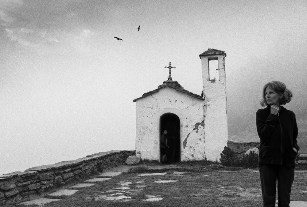 Pensive Woman Old Chapel by Giorgio Toniolo — canvas wall art