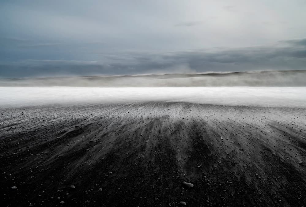 Black Beach Ocean Mist by Ronny Olsson — canvas wall art