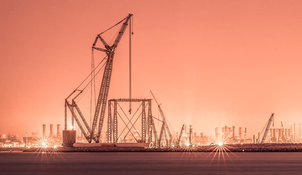 Orange Sky Construction by Andreas Agazzi — canvas wall art