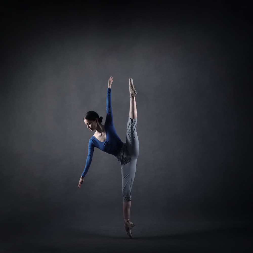 Graceful Ballerina Pose by Moein Hasheminasab — canvas wall art
