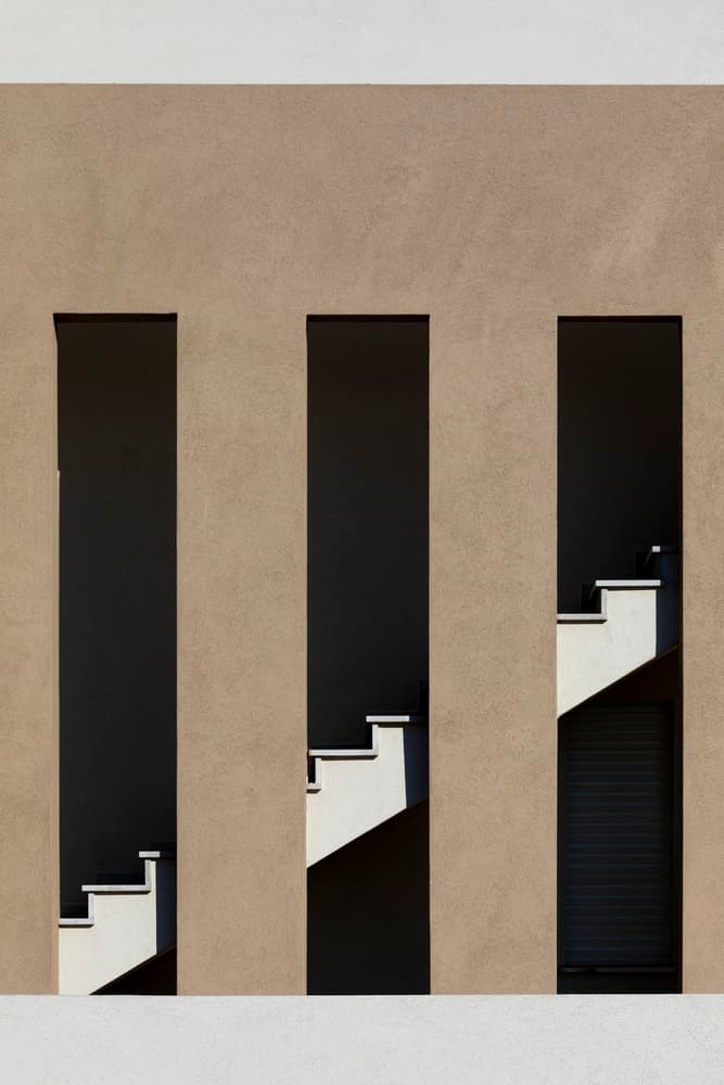 Geometric Staircase Shadows by Azriel Yakubovitch — canvas wall art