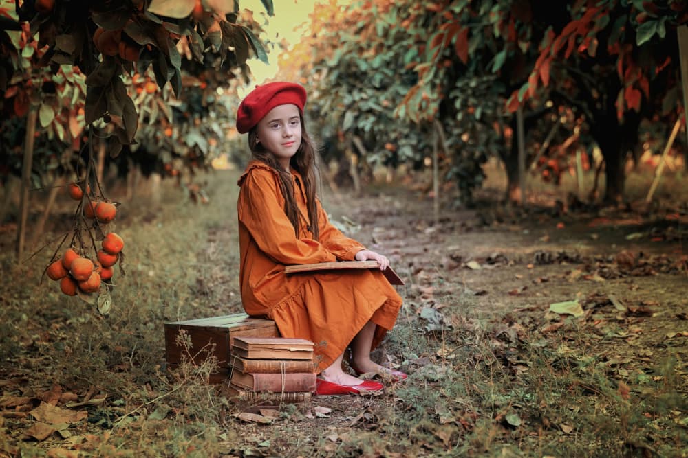 Autumn Orchard Girl by Tali Stein — canvas wall art