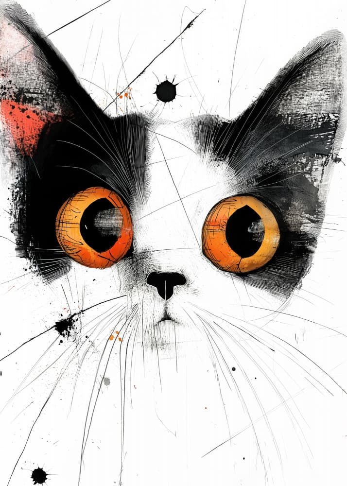 Curious Orange Eyes Cat by Justyna Jaszke — canvas wall art