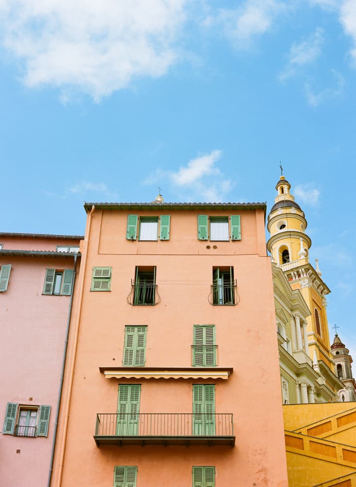 Colorful Menton Buildings by Bethany Young — canvas wall art