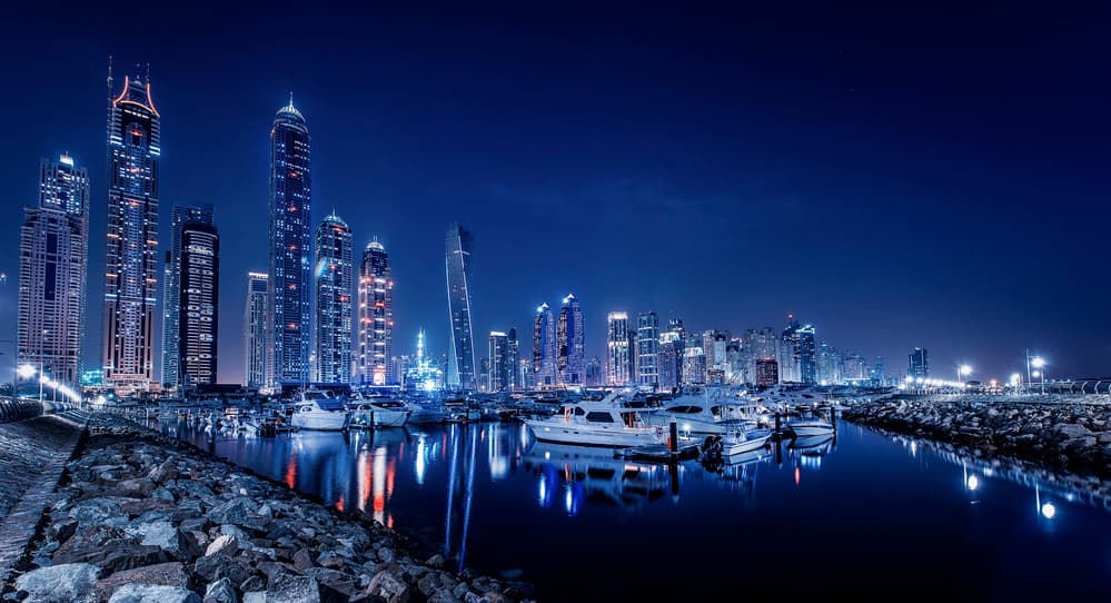 Dubai Marina Night by Mohamed Raof — canvas wall art