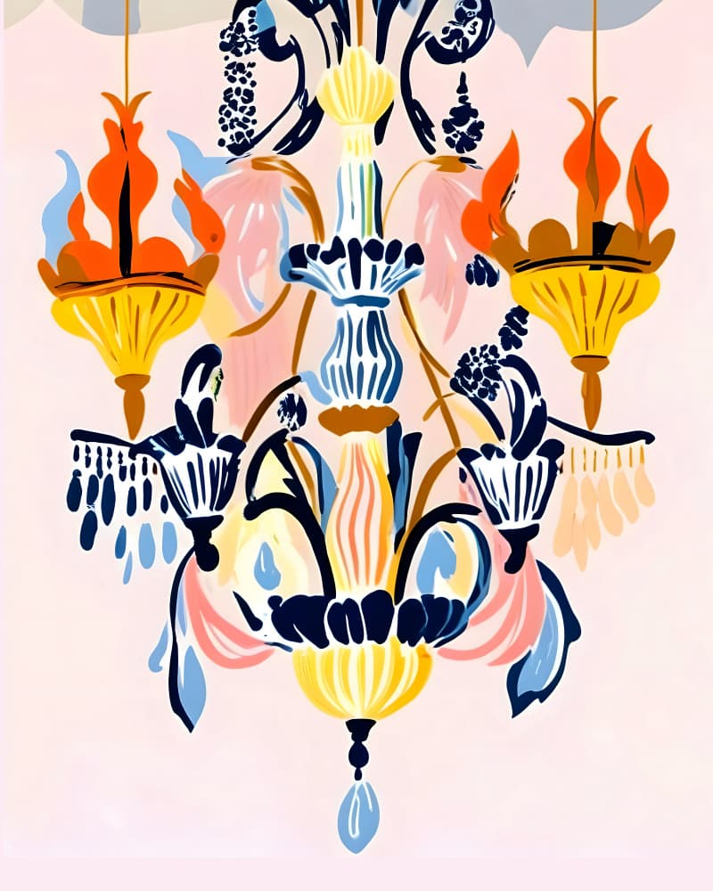 Ornate Chandelier Illustration by Uma Gokhale — canvas wall art