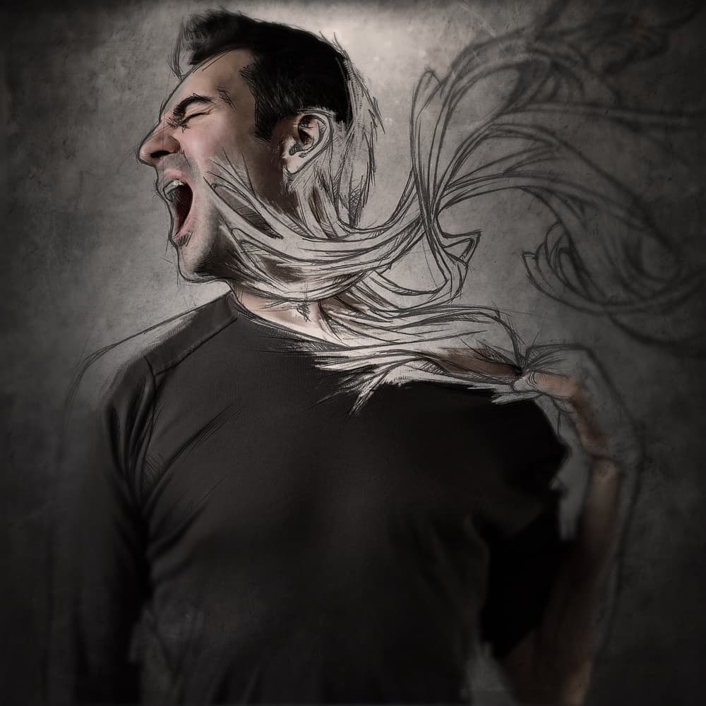 Screaming Man Unraveling by Sebastien DEL GROSSO — canvas wall art