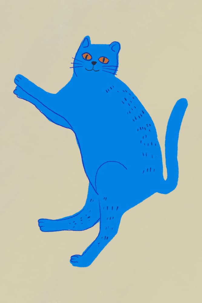 Dancing Blue Cat by Little Dean — canvas wall art