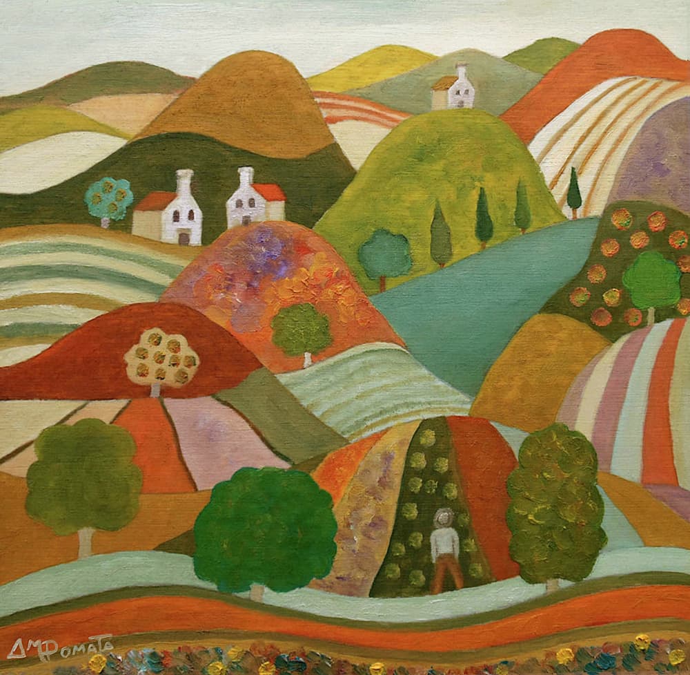 Whimsical Hillside Village by Angeles M. Pomata — canvas wall art
