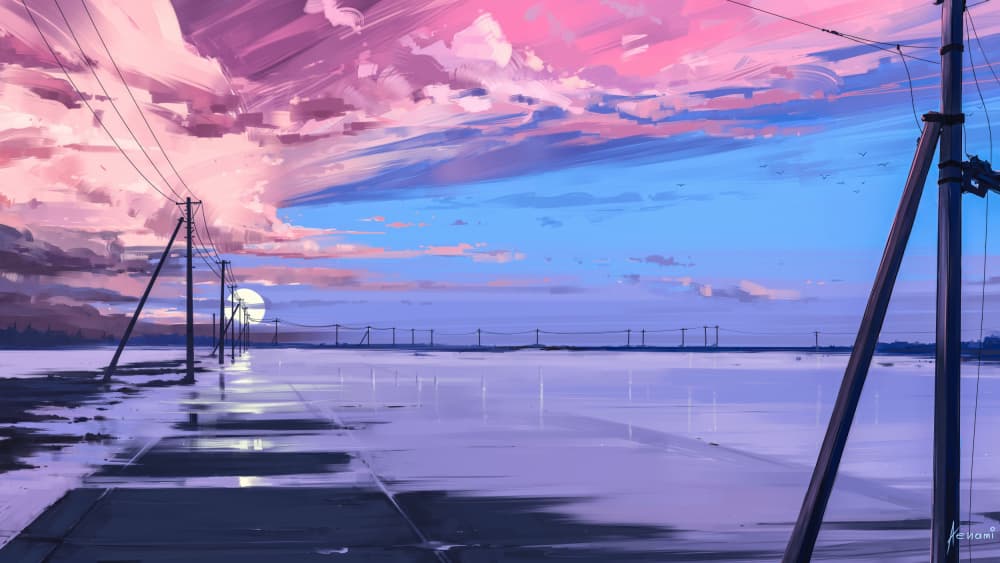 Twilight Road Reflection by Alena Aenami — canvas wall art