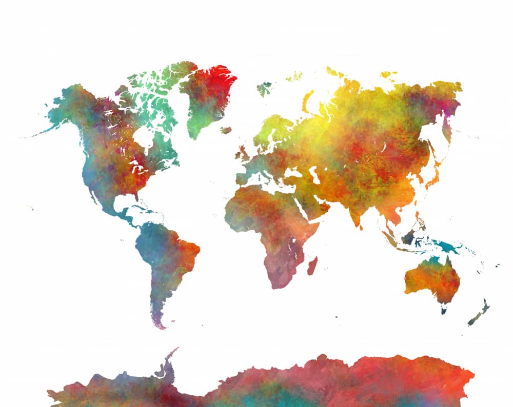 Colorful Watercolor World by Justyna Jaszke — canvas wall art