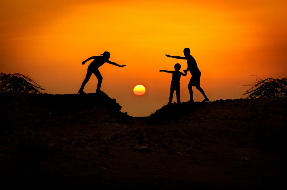 Sunset Silhouettes Connect by Abdelkader  Allam — canvas wall art
