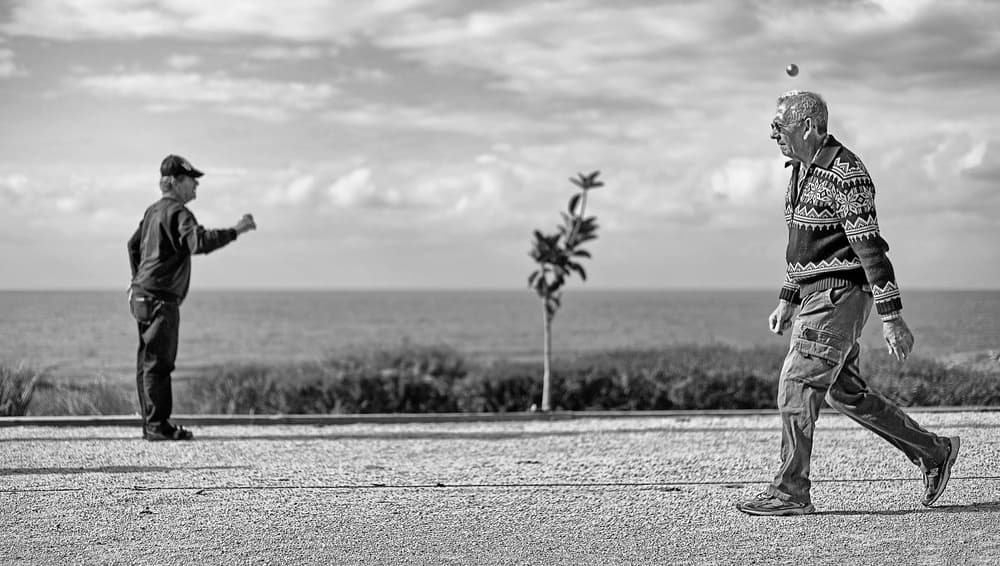 Pétanque by the Sea by Eyal Bussiba — canvas wall art