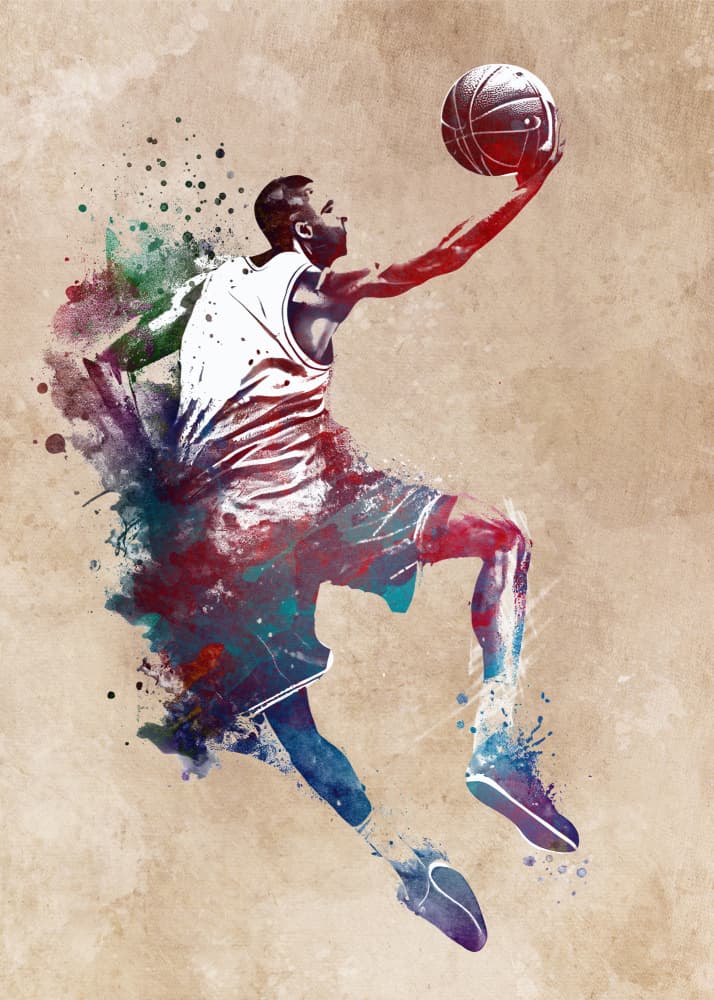 Dynamic Basketball Shot by Justyna Jaszke — canvas wall art