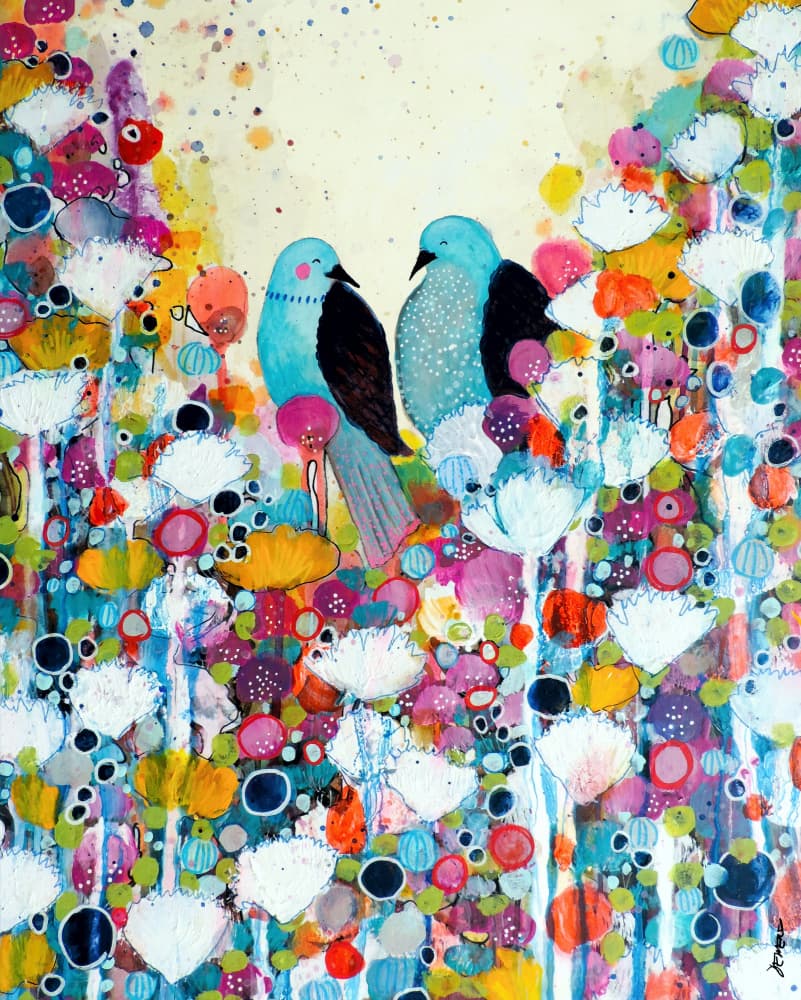 Whimsical Love Birds by Sylvie Demers — canvas wall art