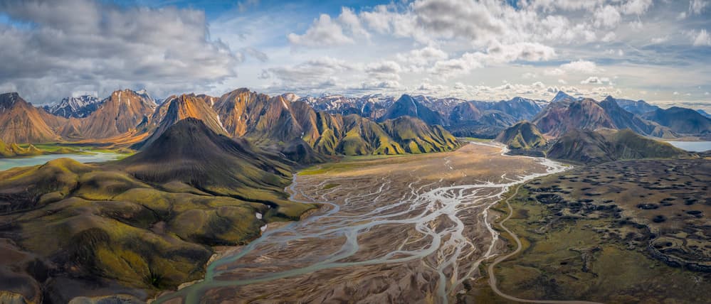 Braided River Mountain Valley by Michael Zheng — canvas wall art