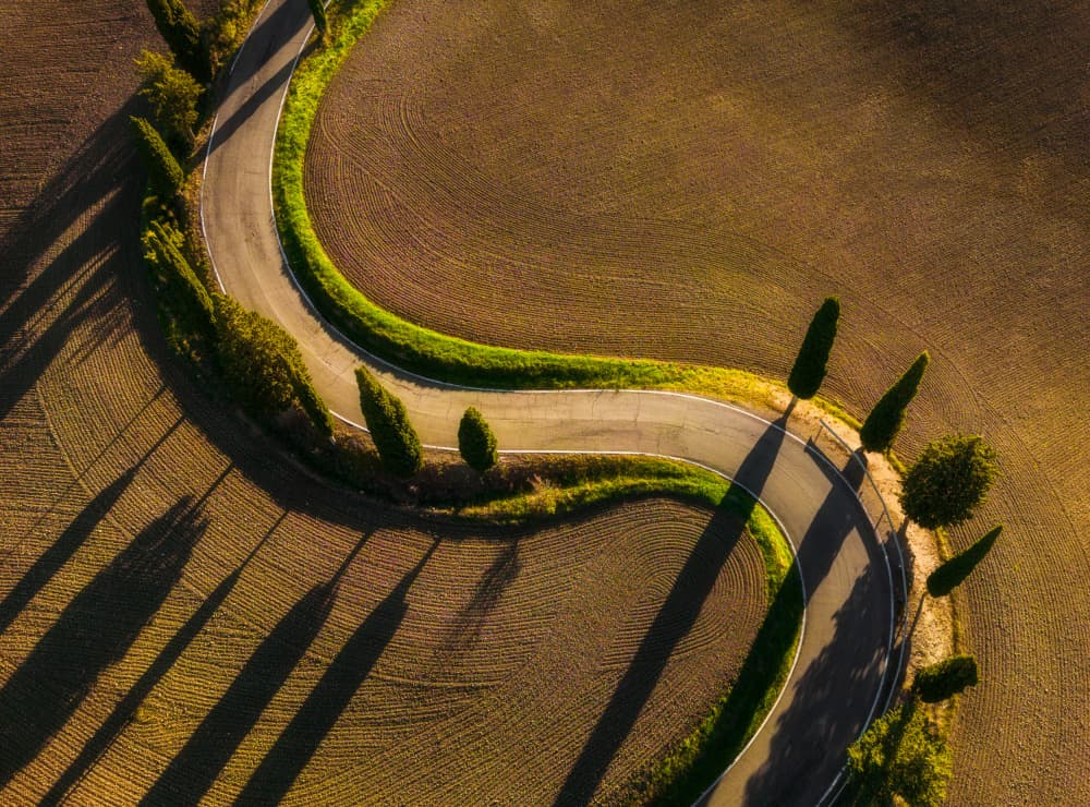 Winding Country Road Shadows by Tomasz Wozniak — canvas wall art