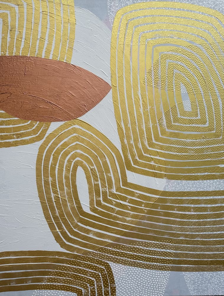 Golden Abstract Curves by SAN STARLING — canvas wall art