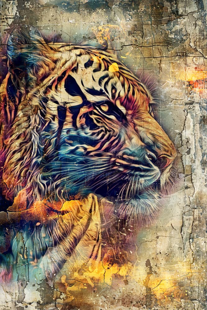 Colorful Abstract Tiger by Rafal Kulik — canvas wall art