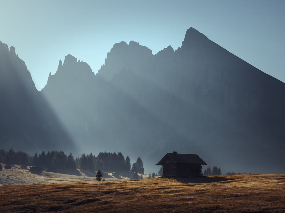 Misty Alpine Cabin by Rostovskiy Anton — canvas wall art