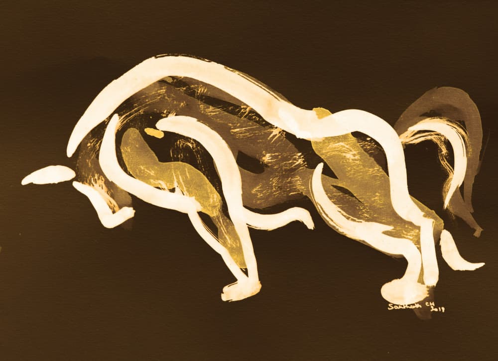 Golden Charging Bull by Santhosh ch — canvas wall art