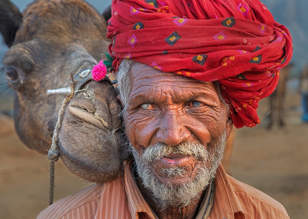 Smiling Camel Herder by Shaibal Nandi — canvas wall art