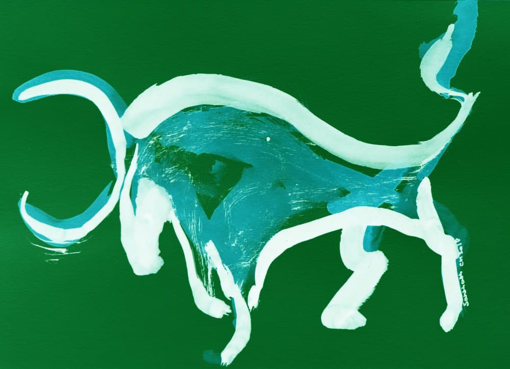Abstract Green Bull by Santhosh ch — canvas wall art