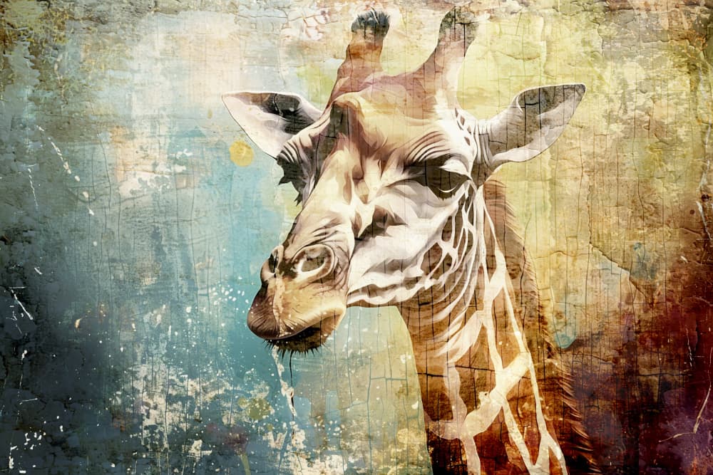 Majestic Textured Giraffe by Rafal Kulik — canvas wall art
