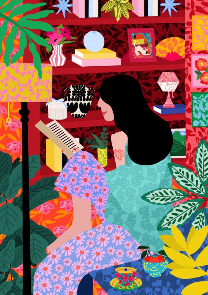 Girl Reading Her Favorite Book by Rafaela Mascaro — canvas wall art