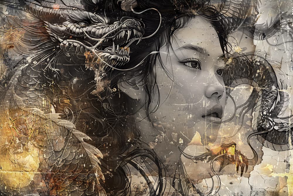 Empress and Dragon by Rafal Kulik — canvas wall art