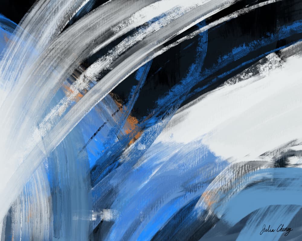 Blueblack W Orange Accent by Julia Cheney — canvas wall art