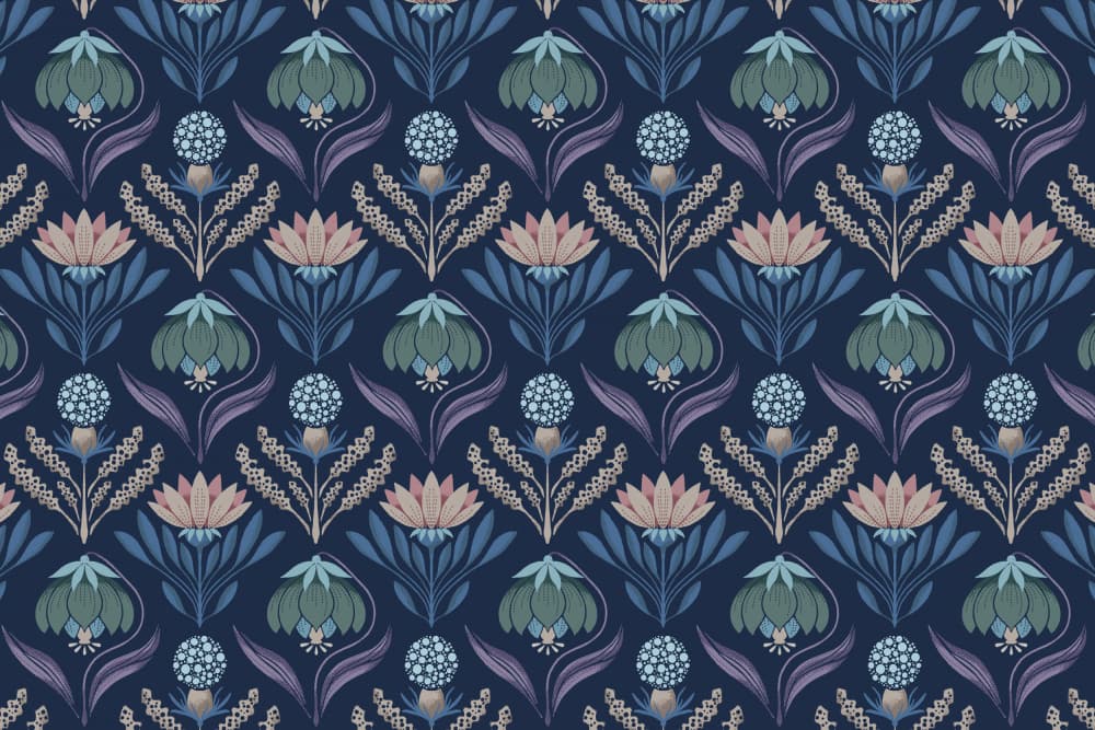 Ornate Midnight Blooms by Aia Ueno — canvas wall art