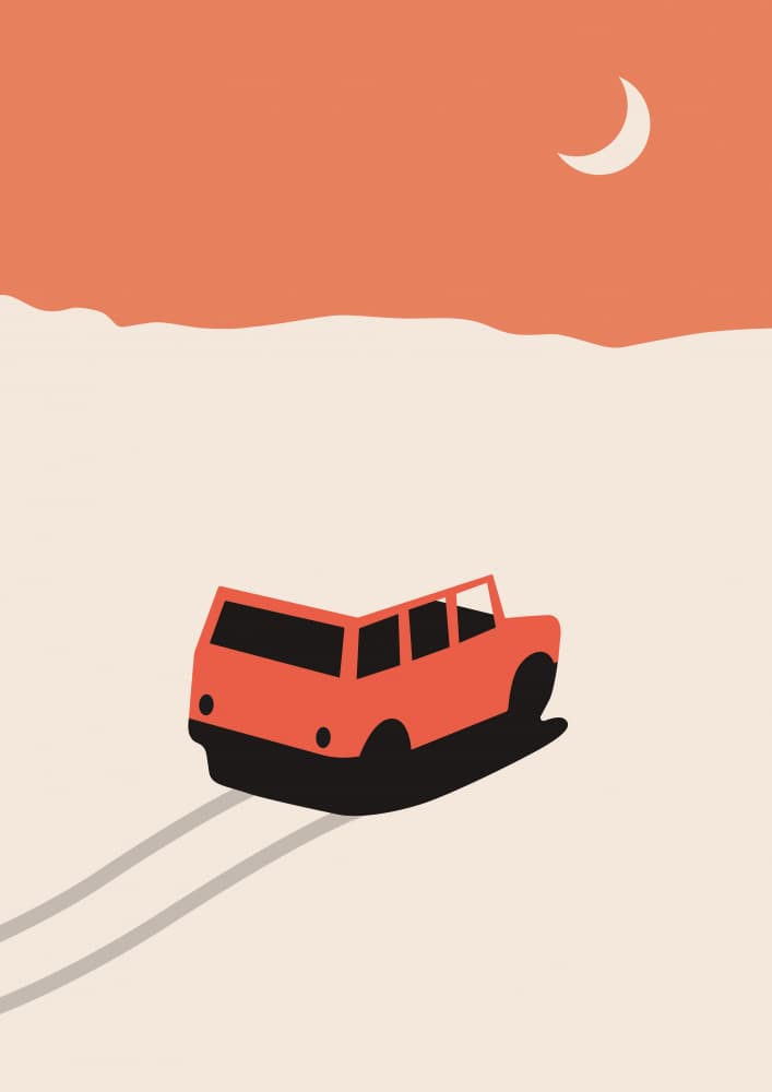 Moonlit Desert Road Trip by Florent Bodart — canvas wall art