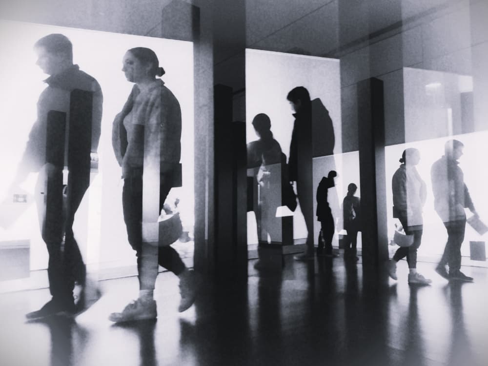 Ghostly City Walkers by Jasmine Zhang — canvas wall art